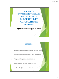 Qualit&eacute; de l'&eacute;nergie &eacute;lectrique : Perturbations et am&eacute;lioration