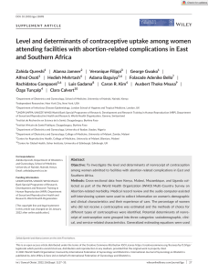 Contraceptive Uptake After Abortion in East & Southern Africa