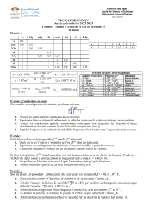 Examen de Chimie : Structure et État de la Matière