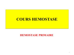 Hémostase Primaire: Cours d'Hématologie