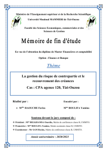Gestion du risque de contrepartie et recouvrement des cr&eacute;ances