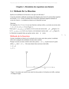 Calculs numériques: Méthode de la bissection - Cours