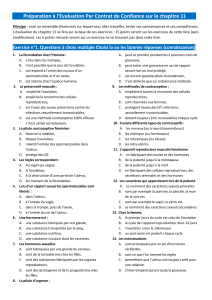 Exercices : Reproduction et Contraception - Chapitre 11
