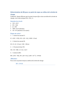 Calcul de RB pour le point de fonctionnement d'un circuit transistor