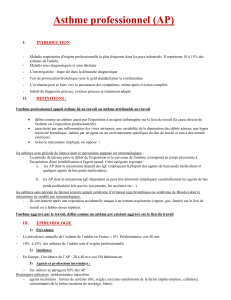 Asthme professionnel (AP) : Définition, Diagnostic et Traitement
