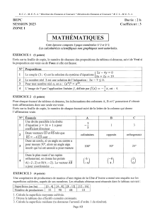 Examen de Mathématiques BEPC - Session 2023