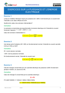 Exercices: Puissance et énergie électrique