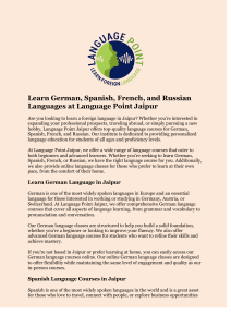 Language Courses in Jaipur: Learn German, Spanish, French, Russian
