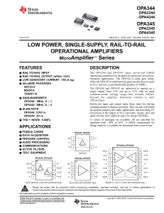 OPA344/OPA345 Rail-to-Rail Op Amps Datasheet | TI