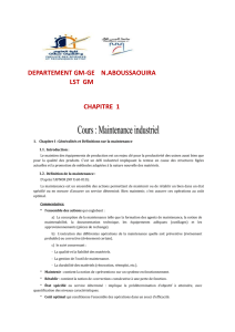 Cours : Maintenance Industrielle - Généralités et Définitions