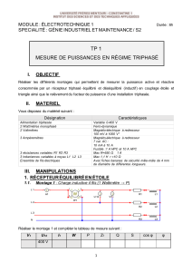 TP Électrotechnique: Mesure Puissance Triphasée