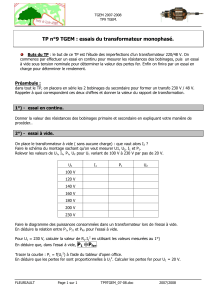 TP Transformateur Monophasé : Essais et Rendement