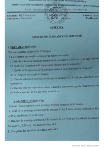 Examen BEP Electricité: Mesure de Puissance Triphasée