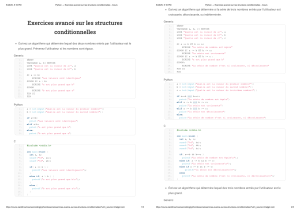 Python: Exercices Avancés Structures Conditionnelles