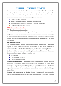 Cinétique Chimique : Cours sur les Vitesses de Réaction