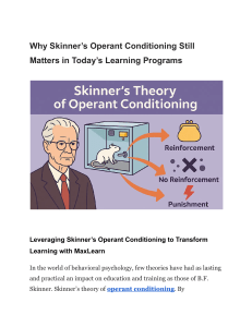 Skinner's Operant Conditioning in Modern Learning Programs