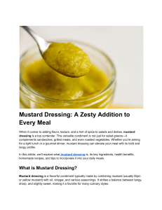 Mustard Dressing: Recipe, Benefits & Uses