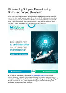 Microlearning Snippets: Revolutionizing On-the-Job Support