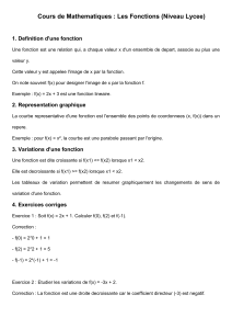 Cours sur les Fonctions (Lycée) : Définitions et Exercices