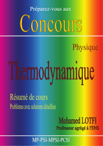 Thermodynamique : Résumé de cours et problèmes corrigés