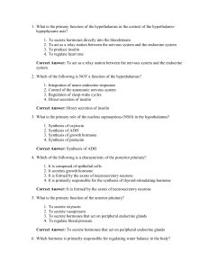 Hypothalamohypophysaire Axis Exam Questions