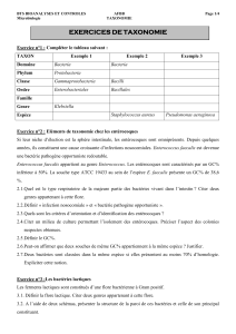 Exercices de Taxonomie Microbiologie BTS Bioanalyses