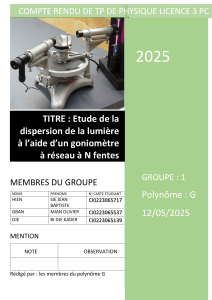 Dispersion de la lumière : Rapport de TP de physique