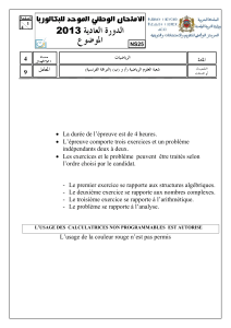 Examen Maths Bac Maroc 2013 - Sciences Mathématiques