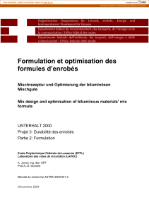 Recherche sur la formulation et l'optimisation des mélanges bitumineux