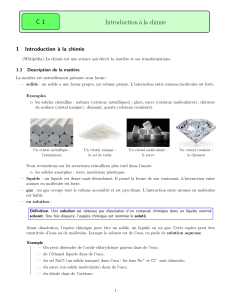 Introduction à la chimie : Matière, Atomes, Molécules