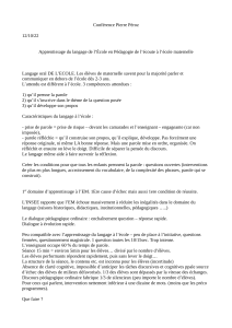 Conf&eacute;rence : Langage et &eacute;coute en maternelle