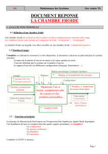 TD Maintenance Chambre Froide : Analyse et Mise en Service
