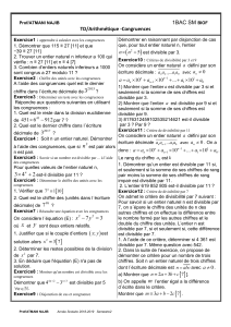 Exercices d'Arithmétique & Congruences - Niveau Lycée