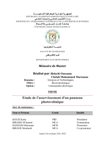 Asservissement Panneau Photovolta&iuml;que : M&eacute;moire de Master