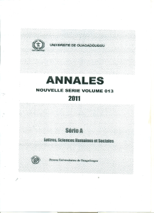 Annales: VIH/SIDA & Recherche en Sciences Sociales au Burkina Faso