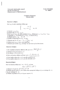 Examen d'Analyse L1 - Suites, DL, Fonctions