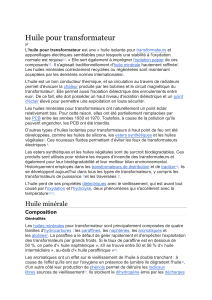 Huile pour transformateur : composition, propri&eacute;t&eacute;s et vieillissement