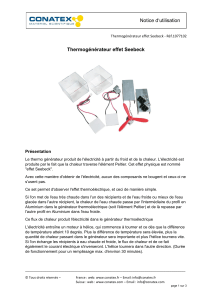 Notice Thermogénérateur Effet Seebeck - Conatex
