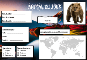 Fiches d'activit&eacute; sur les animaux pour enfants