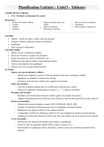 Planification Unitaire Tableurs : Unité 3