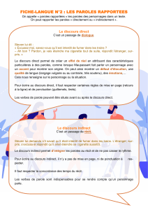 Paroles rapportées : Discours direct et indirect - Exercices