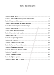 Table des matières - Mathématiques Avancées