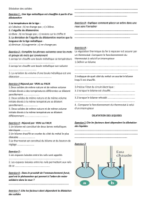 Exercices sur la dilatation des solides, liquides et gaz