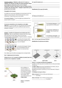 Sciences Physiques-Chimie 5e : Propagation de la Lumière