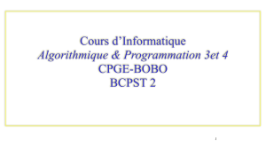 Cours Algorithmique & Programmation CPGE BCPST 2
