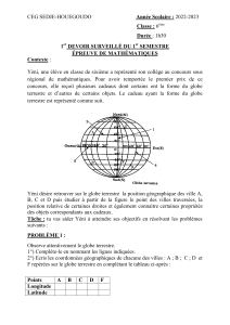 Devoir Surveillé Mathématiques 6ème - Géométrie et Coordonnées