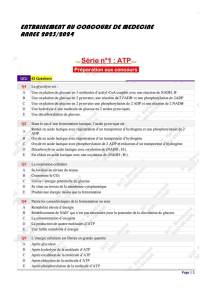 Pr&eacute;paration Examen M&eacute;decine: ATP & &Eacute;nergie Cellulaire QCM