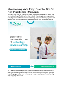 Microlearning: Essential Tips for New Practitioners