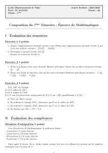 Épreuve de Mathématiques 4ème - Nombres Rationnels et Géométrie