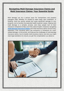 Mold Damage Insurance Claims: A Homeowner's Guide
